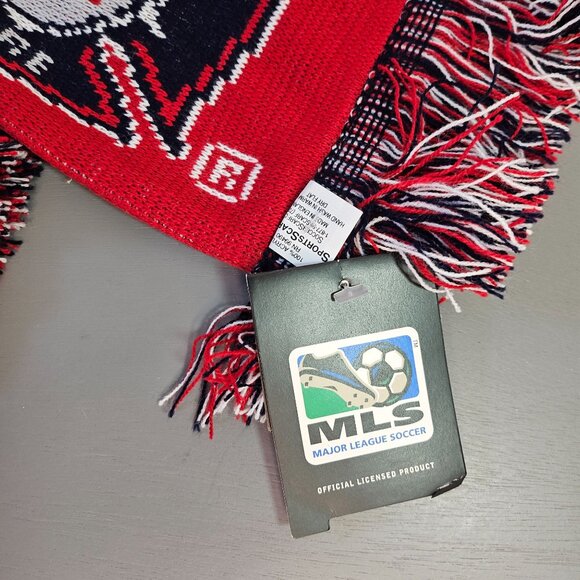 Adidas MLS Chicago Fire Soccer Scarf Red & Navy Fringed Knit - Picture 3 of 5